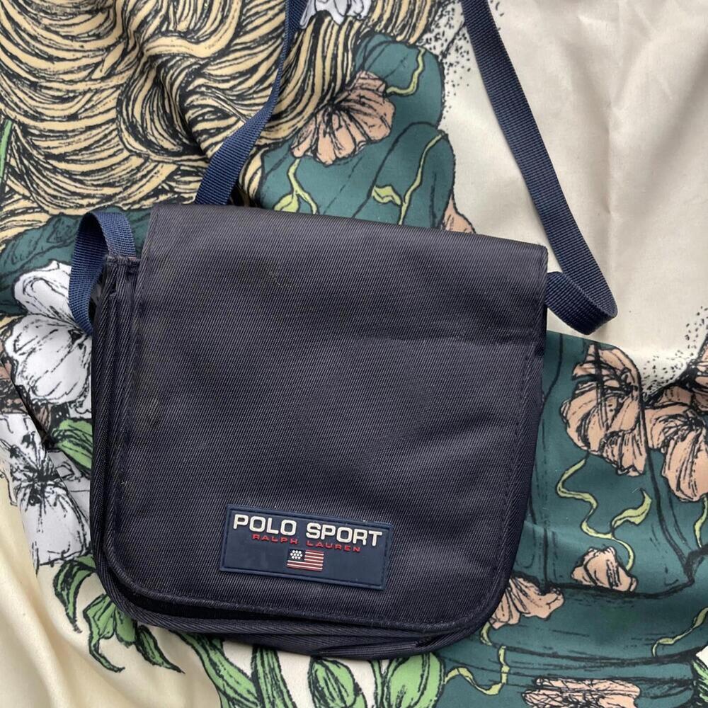 Vintage Polo Sport Mini Sling Crossbody Lanyard Purse Holder Bag Sack Y2K RL H42